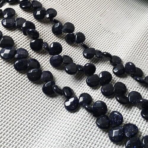 Natural stone Faceted Water drop shape loose beads Blue SandStone Crystal string bead For jewelry making DIY bracelet necklace