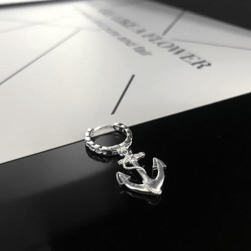 Personality Design Viking Anchor Earrings Fashion Mens Silver Plated Black Punk Earrings Fashion Mens Motorcycle Party Jewelry