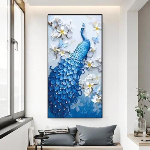 GATYZTORY 60x120cm Blue Peacock DIY Painting By Numbers Large Size Modern Wall Art Picture Calligraphy Painting For Home