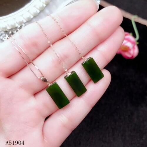 KJJEAXCMY boutique jewelry 925 sterling silver inlaid natural jasper gemstone female ring necklace pendant set support detection