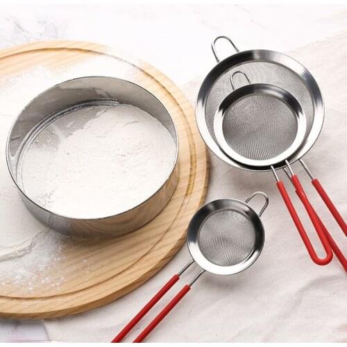 Round 304 Stainless Steel Mesh Flour Sifting Sifter Sieve Strainer Cake Baking Tools Kitchen Accessories