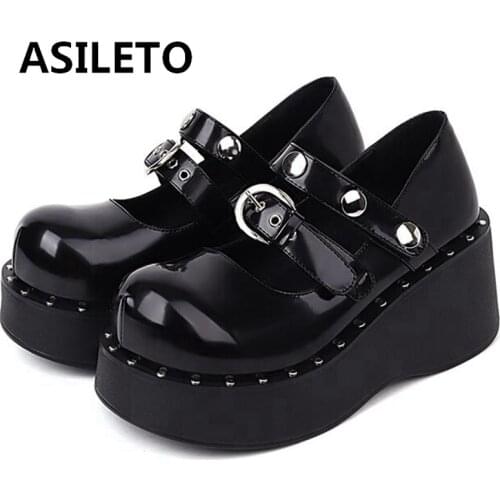 New Platform Goth Punk Student Shoes College Girl Lolita Loafers Women Creepers Cosplay Jk Flats Pu Leather Pumps