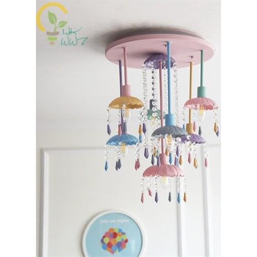 Makaron Simple Bedroom Led Ceiling Lamps Girl Princess Childrens Room Lamps Nordic Crystal Ceiling Lights For Home Lighting