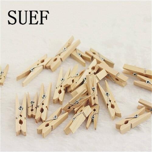 SUEF 50-100pcs 3.5cm log color eco-friendly wood clip DIY mini photo small wood clip Clothes Pegs @6