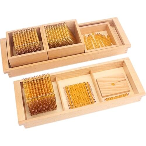 Montessori Math Educational Toys Gold Beads Material Symbols With Trays Kids 5 Years Teaching Toys Students Learning Arithmetic