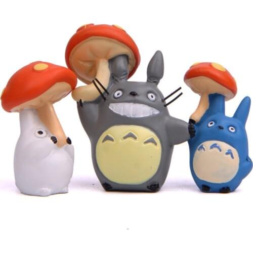 Japanese Anime Mini Tonari no Totoros with Mushroom Micro Home Garden Landscape Decoration Toys Dolls for Kids Christmas Gift