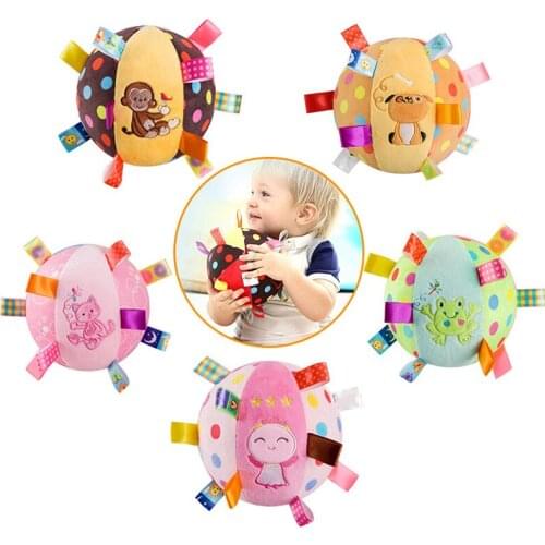Cartoon Animals Ball Baby Toys Soft Plush Mobile Toys With Sound Newborn Infant Hand Grasp Educational Toys For 0-12 Months