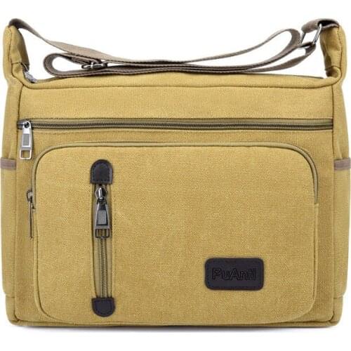 Mens Travel Bag Canvas Casual Shoulder Crossbody Bags Hight Qualtiy Outdoor Bags Men Work Retro Zipper Sling Bag