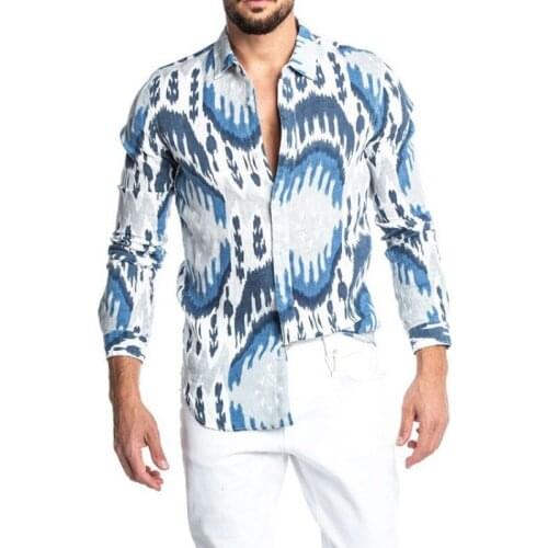 Mens Slim Shirt Long-sleeved Gentleman Lapel Shirt Fashion Printed Shirts Casual New Hot Sale