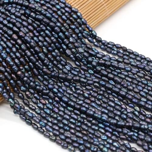 Natural Black Freshwater Pearl Rice Shape Charms Pearls for Making Jewelry DIY Bracelet Earring Necklace Accessory