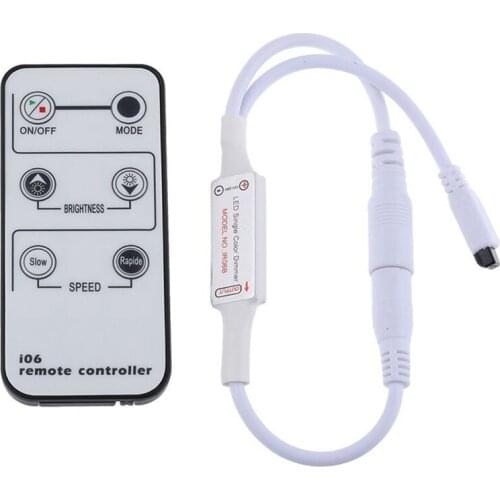 New (1 Pack) Mini Remote Control Dimmer for Single Color LED Strip/LED Ribbon/LED Tape, 12VDC 6A, 72W, IR 6 Key Remote Controlle