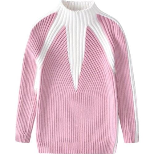 5-9 Years Teen Girls Sweaters Autumn Winter Kids Striped Turtleneck Warm Sweater 2021 New Arrival Casual Thick Sweater for Girls