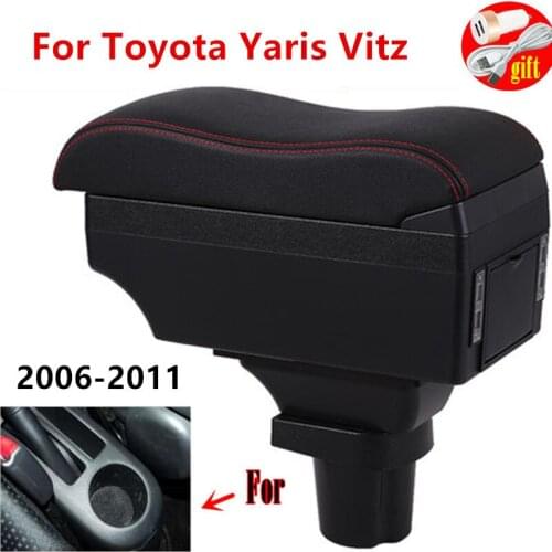 Armrest Arm Rest For Toyota Yaris Vitz Hatchback 2006-2011 Centre Console Storage Box 2007 2008 2009 2010 with USB LED