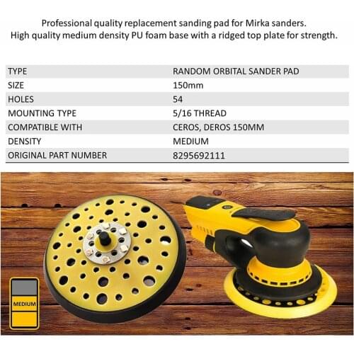 Medium Sander Backing 150mm 54Holes Hook & Loop Pad For Mirka CEROS DEROS