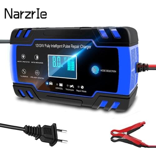 12V-24V 8A Full Automatic Battery-chargers Digital LCD Display Car Battery Chargers Power Puls Repair Chargers Wet Dry Lead Acid