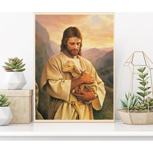 Jesus Lamb Poster The Good Shepherd Oil Paintings Print On Canvas God Wall Art Decorative Pictures Home Decoration