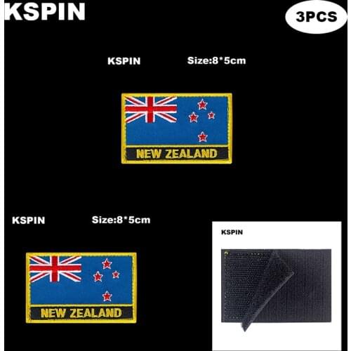 Rectangle National Flag Patch Hook Loop New Zealand Badges Armband 3D Stick on Jacket Backpack Stickers