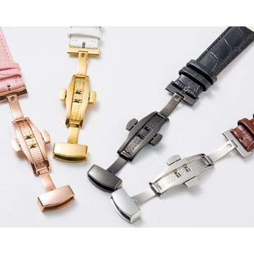 Used for iWatch1-5 Generation Apple Watch 38mm-40mm Stainless Steel Butterfly Buckle Strap Wrist Strap Bracelet Leather Strap