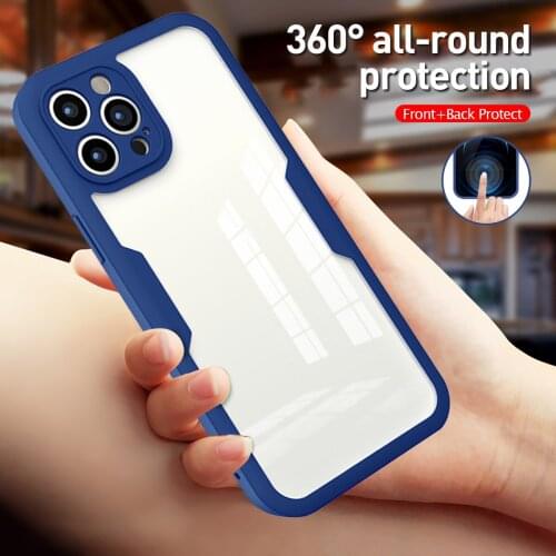 Luxury Transparent 360 Full Cover Case For iPhone 12 Pro Max Front Back Shell For iPhone12 12Pro 6.7 inch Phone Protection Coque