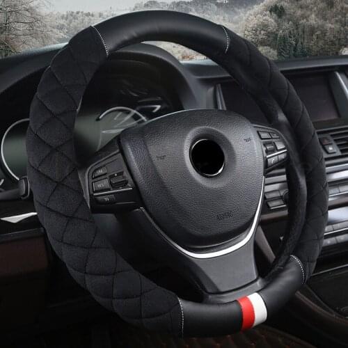 Car Steering Wheel Cover Universal Soft Suede Diamond pattern Plush Covers on Steering-wheel for Diameter 37/38CM Sports style
