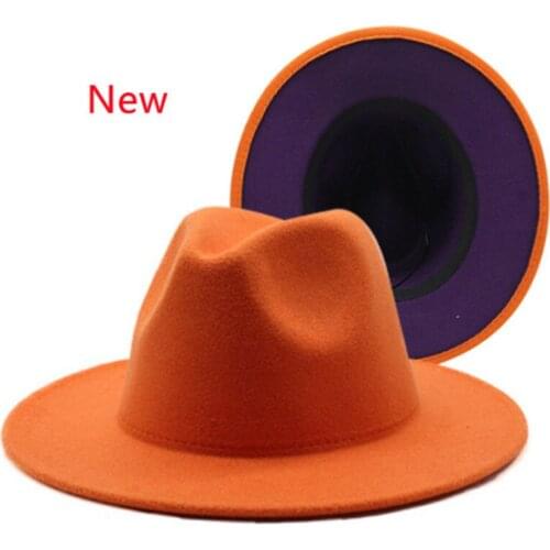 Hat red blue bottom fedoras wide brim hat Panama felt hat for male jazz hat church top cap women hats for men шляпа женская