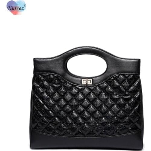 Nuleez Big Clutch Bag Women Classical Plaid Black Collapsible Wallet Fashion Lady and Famous Stars Portable Bag