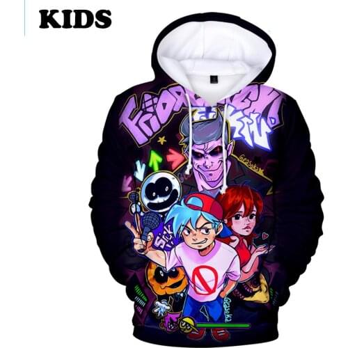 2 to 14 years old Childrens hoodie Game Harajuku Friday Night Funkin 3D Hoodie Cartoons Printing Men Women Sweatshirt Oversized