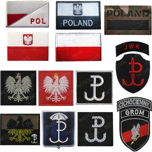 Poland Flag Embroidery Patch Polish Eagle Special Force Army Military Patches IR Reflective Tactical Emblem Embroidered Badges