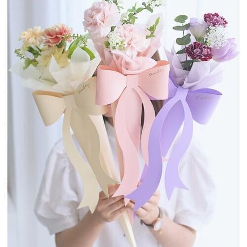 Single Bouquet Flower Box Small 520 ValentineS Day Bow Knot Folding Flower Packaging Box Flower Arrangement Manual Diy