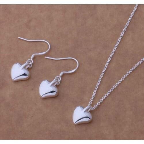 AS129 Wholesale Silver Plated Jewelry Sets Fashion Jewellery Free Shipping Fashion Jewelry Sets Earring 176 + Necklace 593