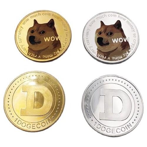 Funny Dogecoin Gold Silver Commemorative Coins Collection Wow Dog Pattern Souvenir Home Decoration Crafts Desktop Ornaments Gift