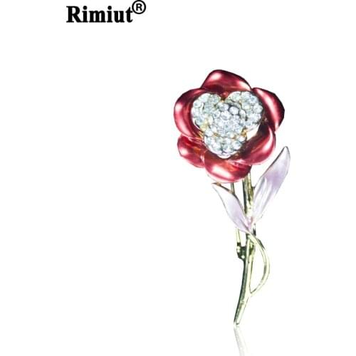 Elegant Rose Flower Rhinestone Brooches For Women Luxury Shining Hat Pin Suit Clothing Laple Accessoires Jewelry Brooch