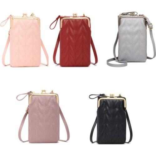 Women Small Crossbody Cell Phone Bag Pouch Faux Leather Zippered Purse Card Holder Shoulder Wallet with Buckle Handbag D0LF