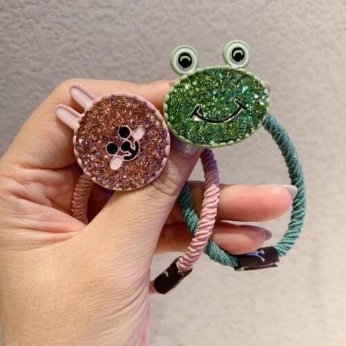 Women Fashion Cartoon Flash Rhinestone Bear Hair Accessories Lady Fashion Round Head Rope