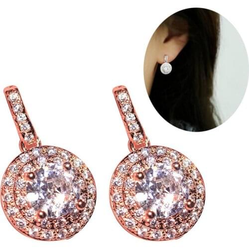 Earrings Womens Luxury Women Cubic Zirconia Round Dangle Ear Stud Earrings Party Jewelry Gift Jewelry Accessories