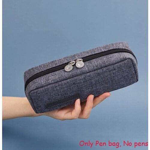 1pc Minimalist Style Cute Canvas Zipper Pencil Case Stationery Storage Pouch High Capacity Pen Bags Gift School Supplies