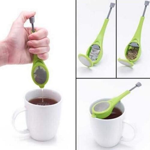 Green Silicone Coffee Stirring Steeping and Pressing Plastic Tea Filter Reused Household Kitchen Tool 1 Piece