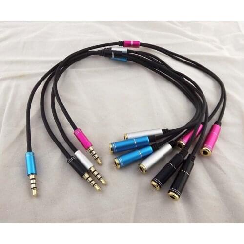 10pcs Red/Black/Blue/White 3.5mm Stereo 1 to 2 Dual Y Splitter Audio Cable Adapter Earphone Headphone Jack 37cm