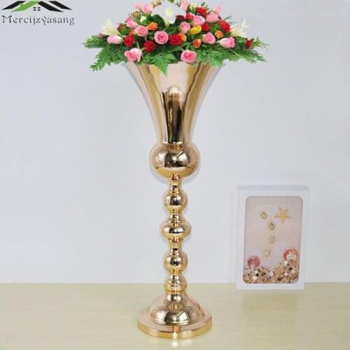 10PCS Tabletop Vase Metal Wedding Flower Vase/Stand Table/Wedding Centerpieces Gold Flowers/Floor Vases For Party Decoration 023