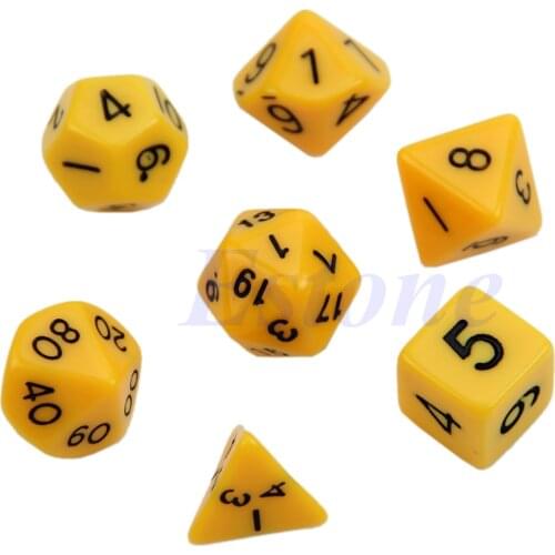 100% Brand New Durable and High Quality 7pcs Black Sided Die D4 D6 D8 D10 D12 D20 RPG Poly Dice Game