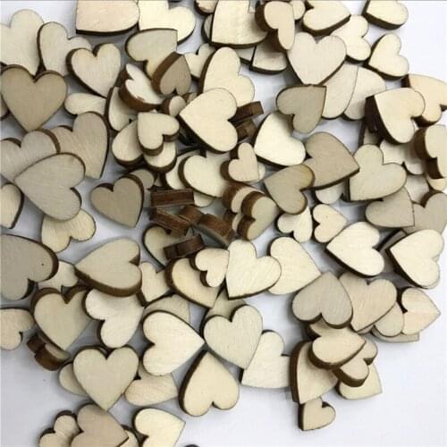 1000PCS DIY Size Mixing Love Heart Wood Slices for Home Decorative Crafts Scrapbooking Holiday Party Embellishments Buttons