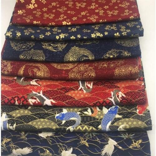 150cm width Japanese kimono fabric flower Sliver gold foil print cotton Fabric Cloth Garments Crafts Accessories BH10-2