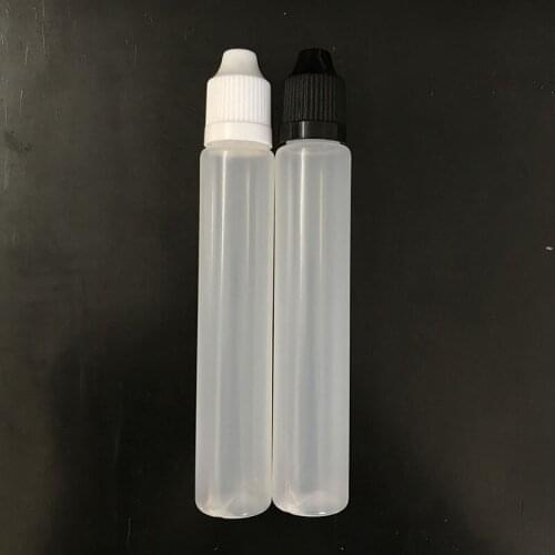 30ml PE dropper Pen Shape Refillable bottles Plastic empty slim oil E liquid bottle with long child proof caps