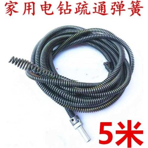 5M Sewer Dredging Spring Electric Drill Drain Cleaner Machine Extension Sewer Pipe Dredger Cleaning Spring With 10MM Connecto