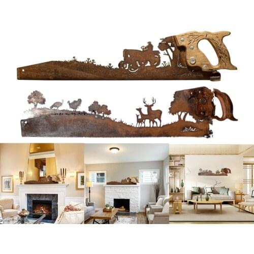 Retro Creative Metal Art Wall Decoration Hand Saw Vintage Wall Woodworking Farm Metal Decor Garden Art Recycled Art Gift for Men