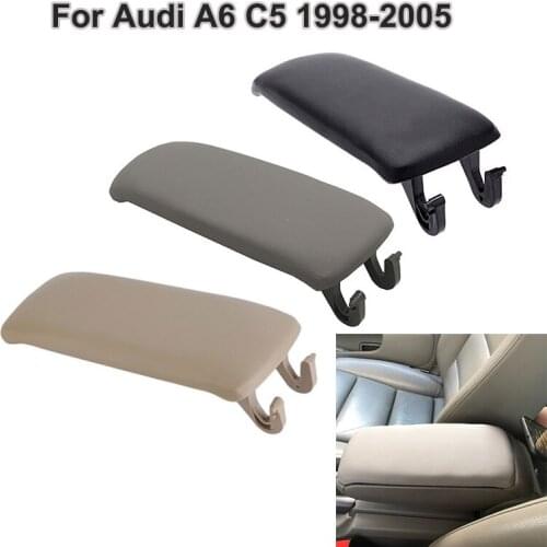 Car Armrest Latch Lid Center Console Cover Center For Audi A6 C5 2000-2006 Clip Catch PU Leather Arm Rest Cap Auto Accessories