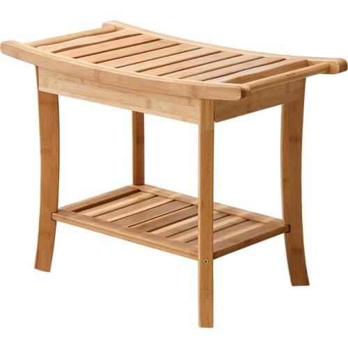 Bamboo Bathroom Stool Household Customer Bathroom Rack Bathing Thickened Elderly Pregnant Woman Shoe Changing Stool