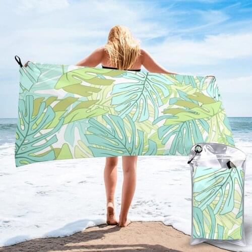 Bath Towel Tropical Palm Leaves Quick Dry Large Towel Thin Absorbent Soft Towel for Home Travel Camping Swimming Beach Sport
