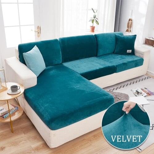 Fluffy Sofa Cover for Living Room Thick Sofa Seat Cover Cushion Cover Velvet Stretch Chaise longue Corner L Shape Sofa Slipcover