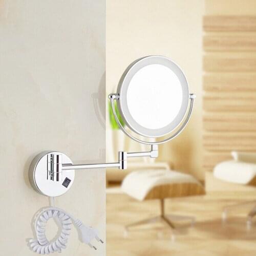 Free Shipping 8"LED light Wall Mounted Round Magnifying Mirror LED Makeup Mirror battery make up ladys private mirrors